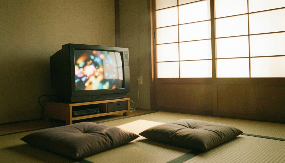 和室に置かれたブラウン管テレビのイメージ画像