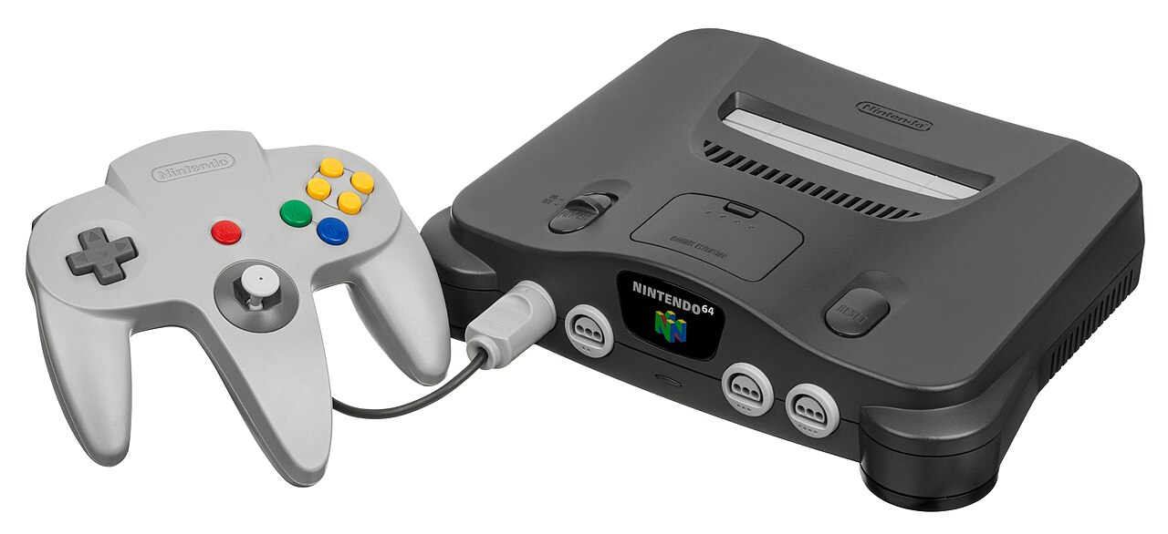 ニンテンドウ64の本体とコントローラ